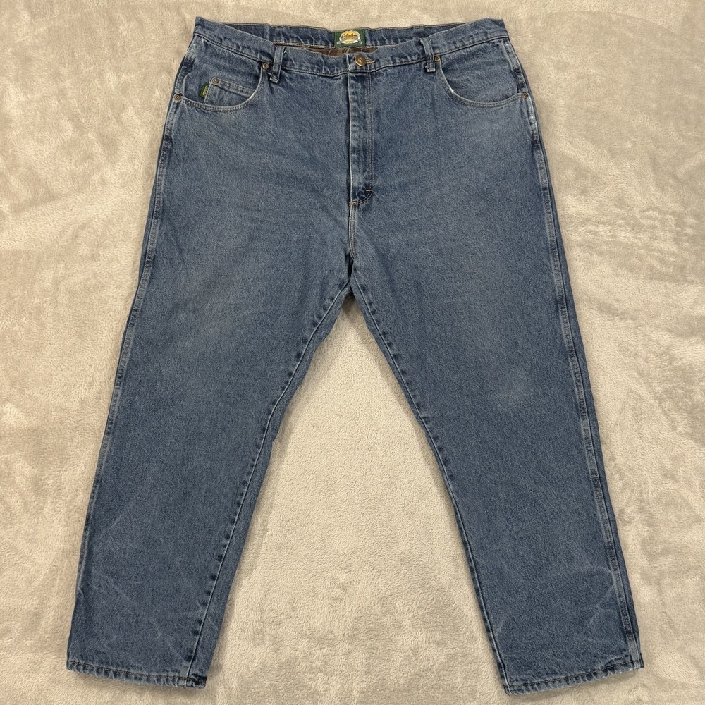 Cabelas Flannel Lined Jeans Mens 42x30 Roughneck Blue Winter Relaxed Straight